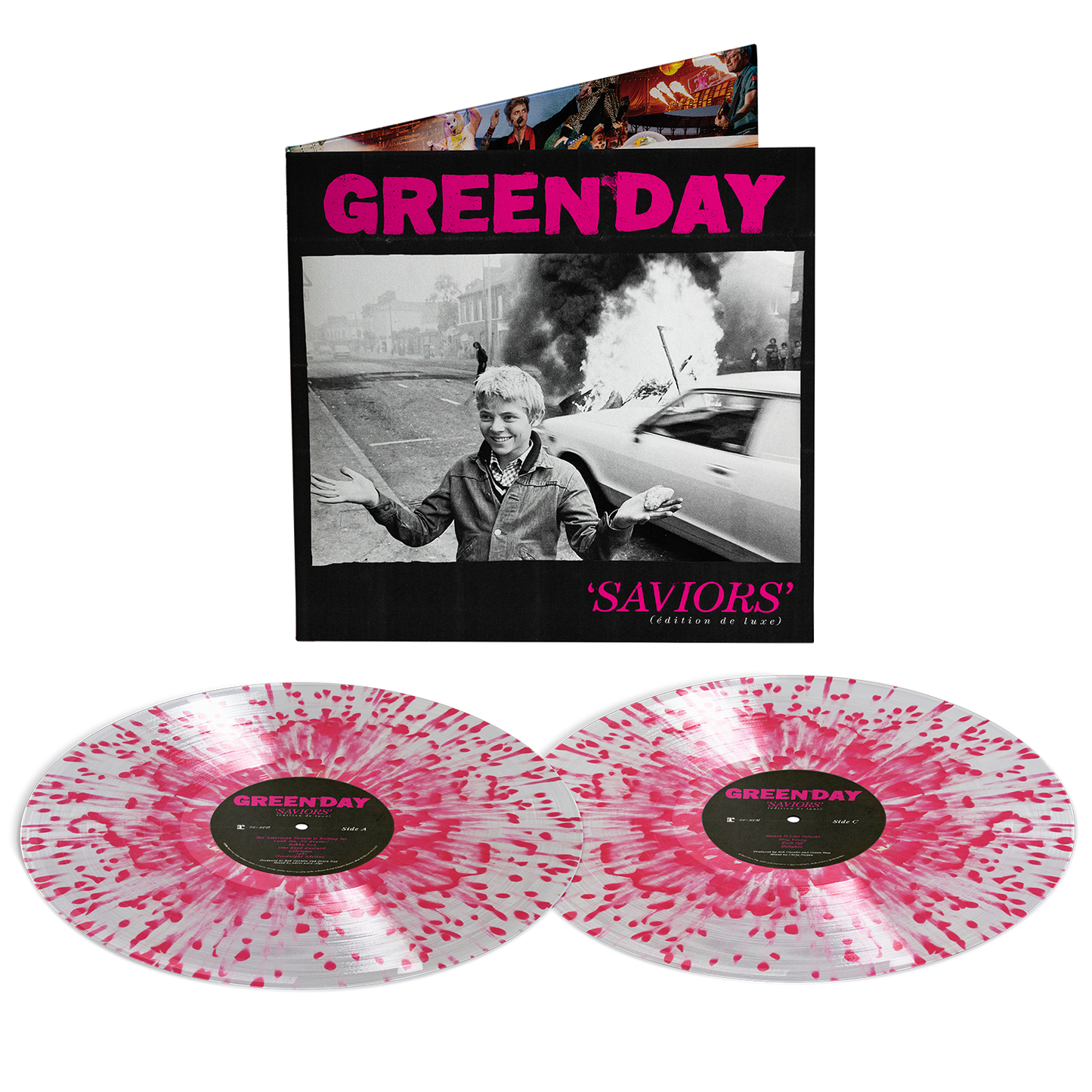 Saviors (édition de luxe) Vinyle transparent avec éclaboussures roses 2LP + Poster et magazine, exclusifs à cette boutique